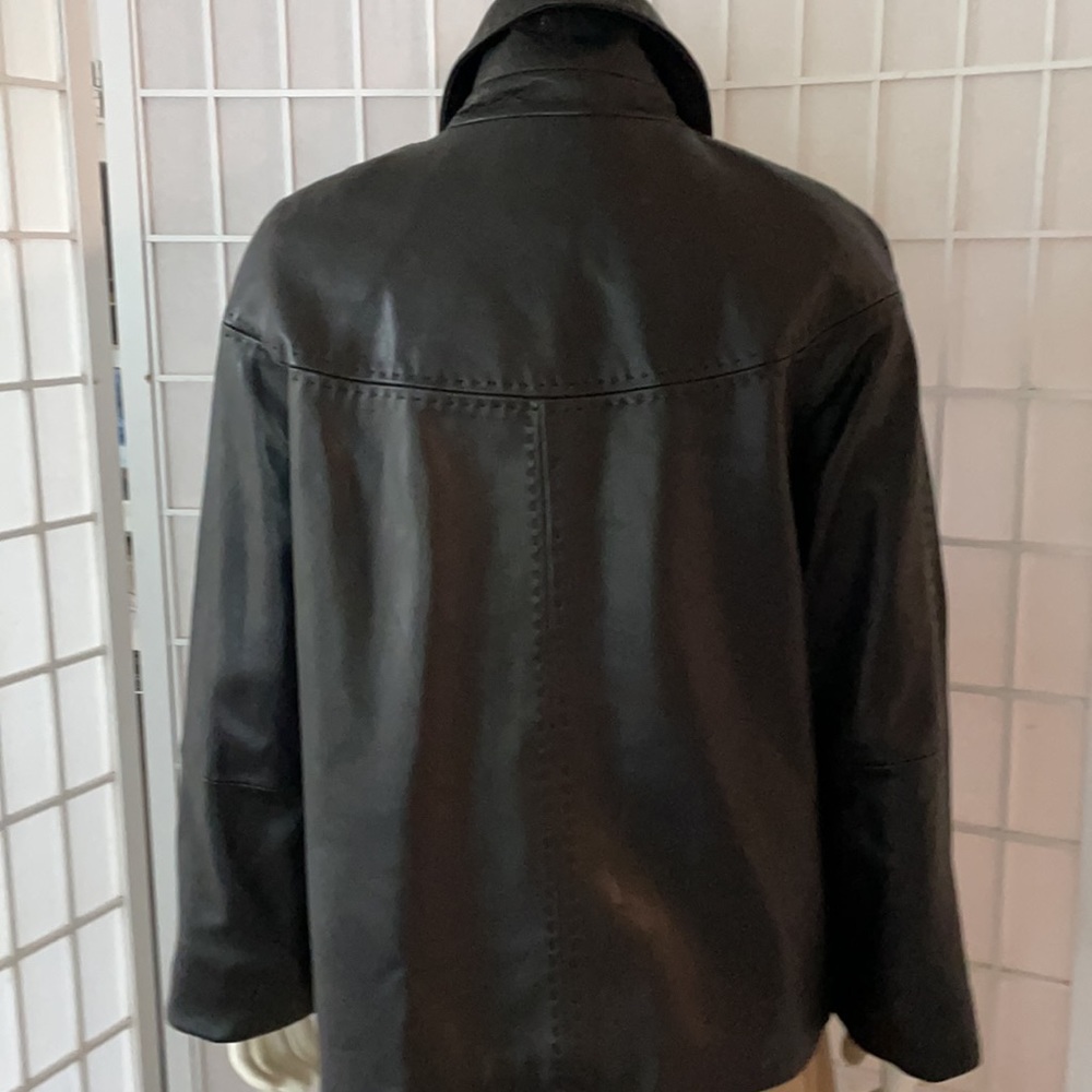 Vintage Soft Black Leather Flared Jacket  Sz Small - Picture 4 of 8